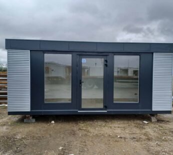 Pawilon handlowy Open Space antracyt z szarymi lamelami 3 × 6 m