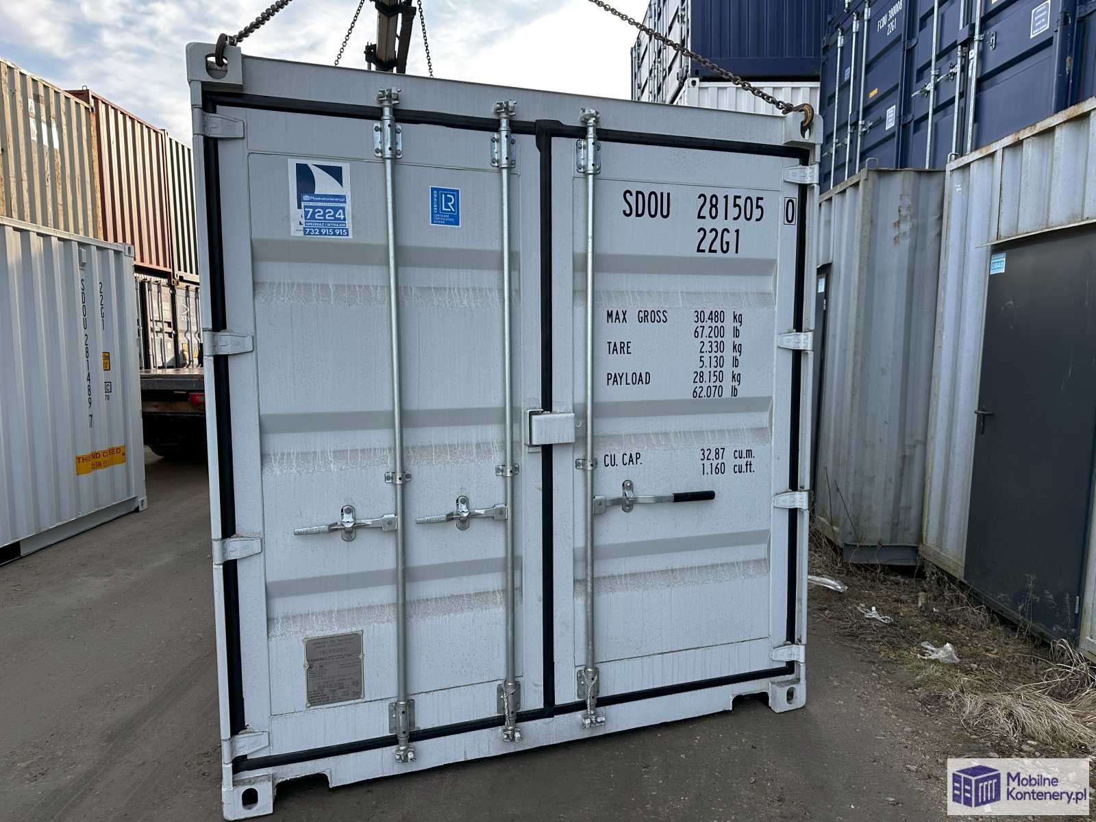 Nowy kontener magazynowy 20 DV Double Door – szary RAL 7035